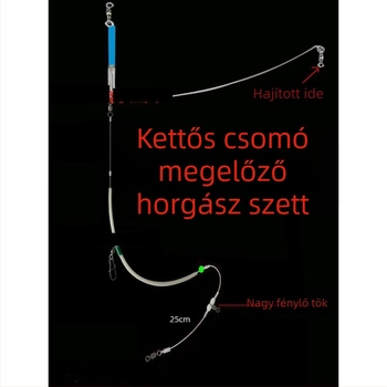 Tengeri horgász rig görbült pengével, anti összezavarodás, kétvonalas rendszer, világító nylon zsinór