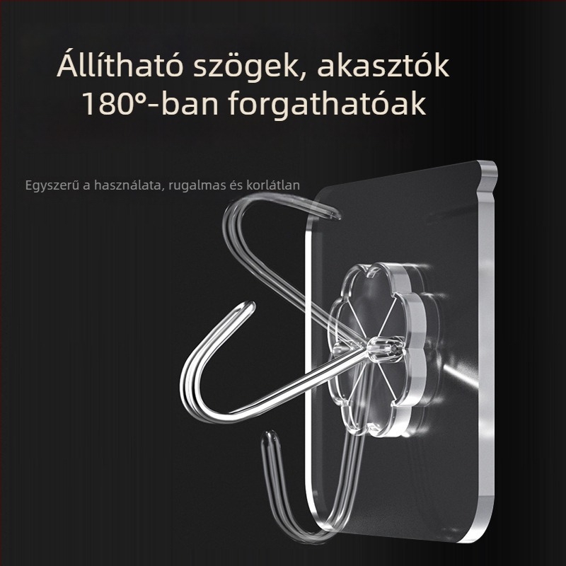Műanyag falra tapadó kampó, több soros kampókkal, konyhai tároló állvány, nyom nélkül szerelhető
