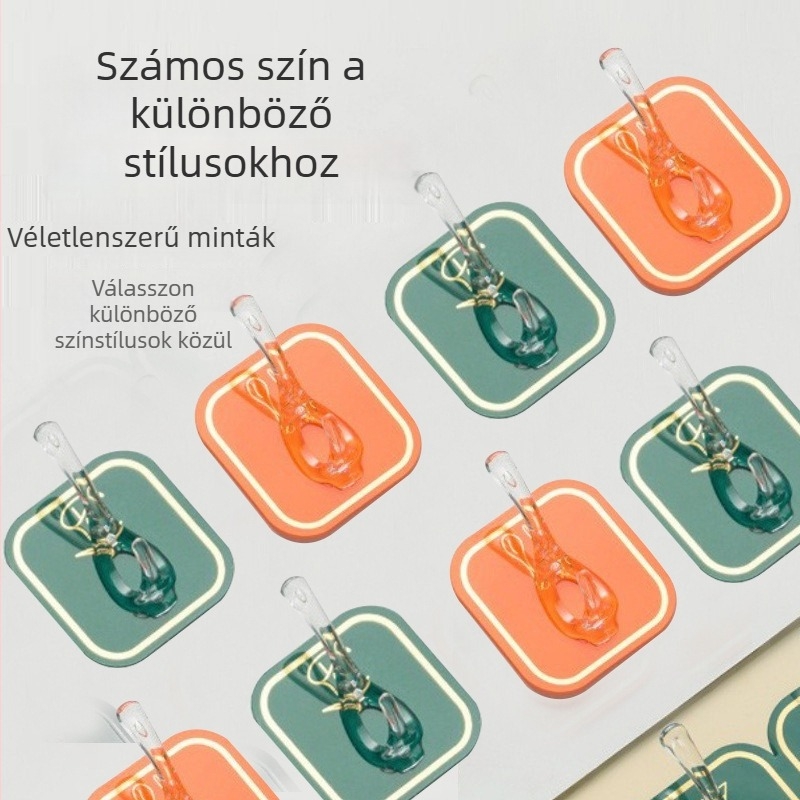 Műanyag falra tapadó kampó, több soros kampókkal, konyhai tároló állvány, nyom nélkül szerelhető