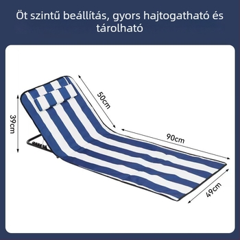 Kültéri hordozható strandmatrac Oxford szövettel, öt pozícióban állítható, összecsukható, ülésre és fekvésre, nedvességálló, súly 1,7 kg