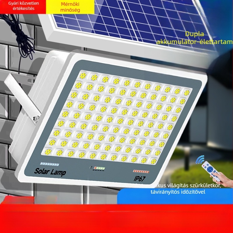 Napelemes kültéri lámpa kerthez, IP67 vízálló, távirányítós, 6V, megvilágítási terület 200 m² fölött, 12–16 órás üzemidő, Fire Dragon