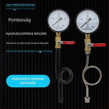 Rozsdamentes acélból készült nyomásmérő készlet hajlított csatlakozóval, kondenzátorcsővel és redukálócsővel