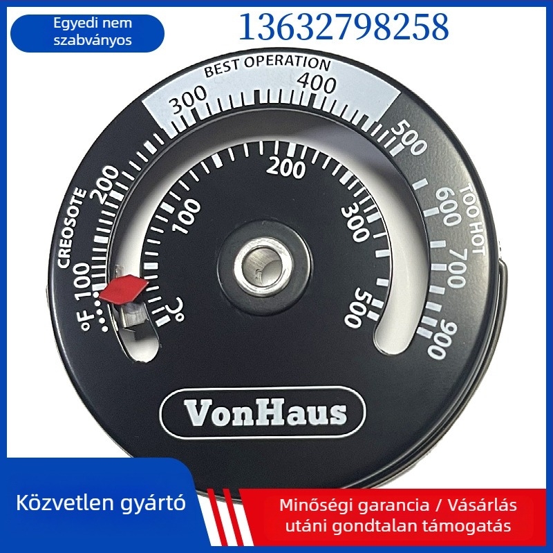 Geelyda kandalló- és sütőhőmérő, 2°C léptékű felbontás, testreszabható, Dobozban 200 darab