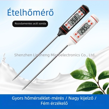 Toll alakú hőmérő, digitális kijelző, szilárd/folyékony hőmérséklet mérés, -50°C-től 300°C-ig, élelmiszer-alkalmazásokhoz