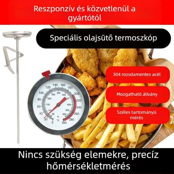 Élelmiszer- és olajhőmérő nagy pontosságú szenzorral – sütéshez, főzéshez és víz hőmérsékletének méréséhez