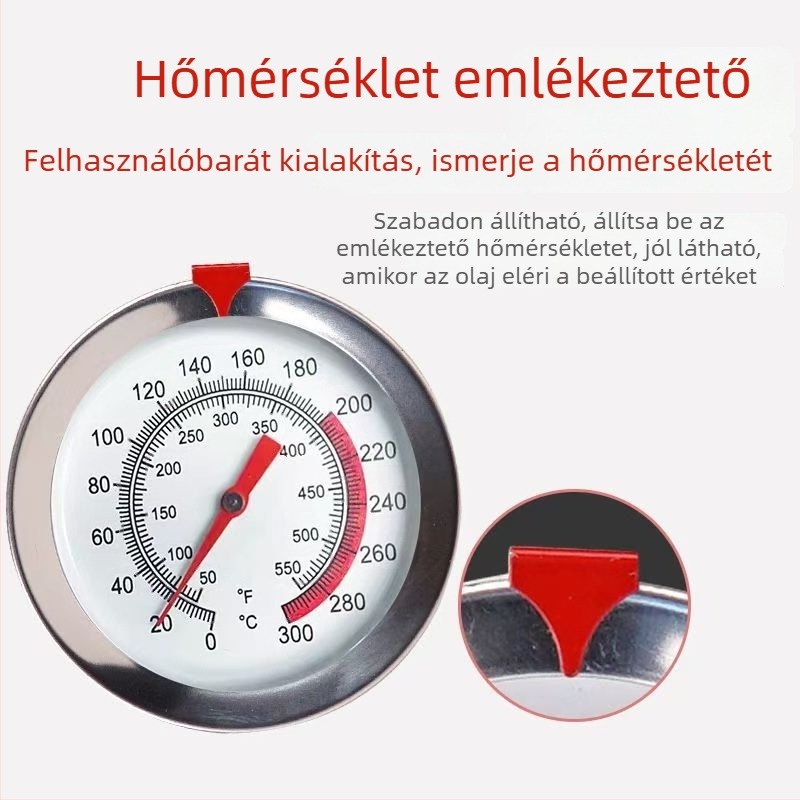 Élelmiszer- és olajhőmérő nagy pontosságú szenzorral – sütéshez, főzéshez és víz hőmérsékletének méréséhez