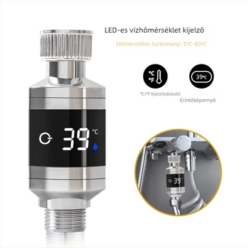 Digitális zuhanytermometer kijelzővel – víztermometer a fürdőszobai csaphoz, 1° felbontás