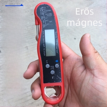 Új, szondás, vízálló hús-hőmérő grillsütőhöz, összecsukható, elektronikus.