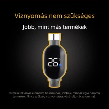 Zuhanyzuhany-termométer LED kijelzővel, intelligens érintőképernyő, hőmérséklet-mérés, 4-tűs interfész