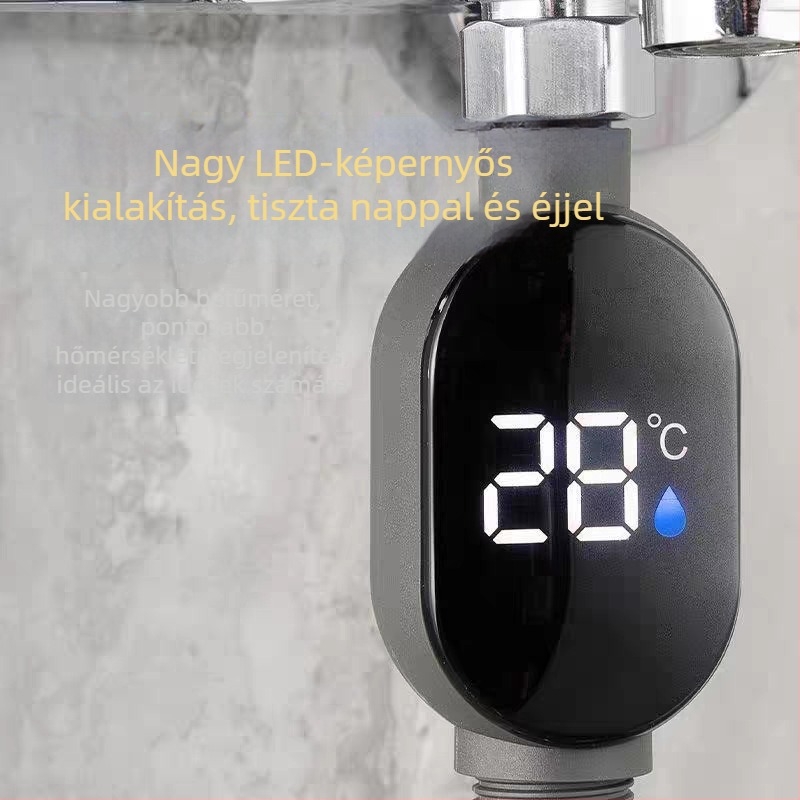 Zuhanyzuhany-termométer LED kijelzővel, intelligens érintőképernyő, hőmérséklet-mérés, 4-tűs interfész