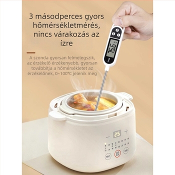 Digitális konyhai hőmérő szondával – étel, víz, olaj, sütés, tej és kenyér hőmérsékletének mérésére