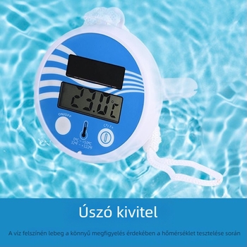 Napelemes úszó hőmérő medencékhez és spa-hoz, digitális vízhőmérséklet kijelző