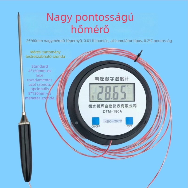 Pt100 platinaellenállású digitális hőmérő kriogén hőmérsékletekhez, folyékony nitrogén és szárazjég, digitális kijelző, osztály 0.2, 0.01°C felbontás