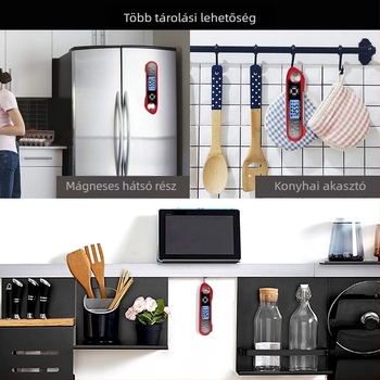 Összecsukható vízálló konyhai hőmérő dupla szondával BBQ húsokhoz és főzéshez