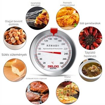 Delixi konyhai szondás hőmérő – 1 fokos felbontás, élelmiszerhőmérő sütéshez és barbecue-hoz, csomagolás 100 db