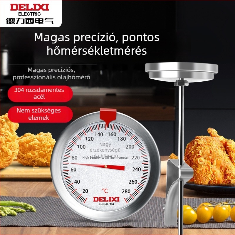 Delixi konyhai szondás hőmérő – 1 fokos felbontás, élelmiszerhőmérő sütéshez és barbecue-hoz, csomagolás 100 db