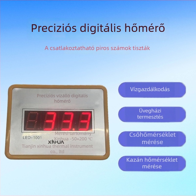 Digitális hőmérő szenzorral, nagy pontossággal kazánokhoz, ipari és akváriumi használatra