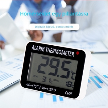 C605 Beltéri/Kültéri Hőmérséklet-figyelő Monitor, Hűtőriasztás és Hőmérséklet-szabályozás (-40–70°C)