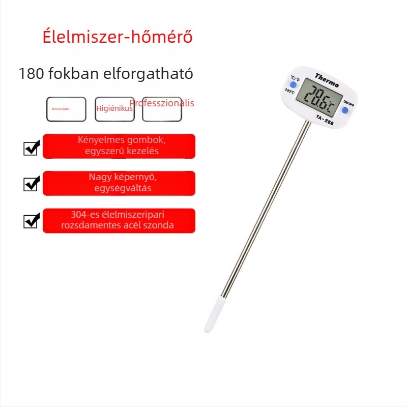 TA288 digitális élelmiszerhőmérő – tej, kávé, grillsütéshez és sütéshez