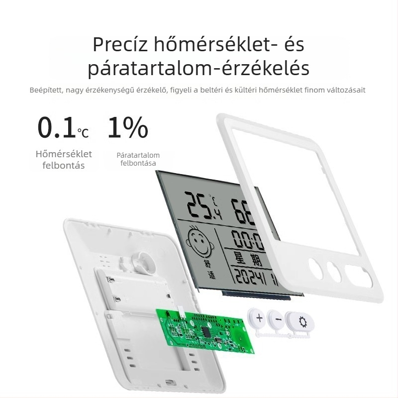 Pontos mini hőmérő otthoni használatra, falra szerelhető hálószobához, nagy kijelzős higrométer, felakasztható a falra vagy használható állványként