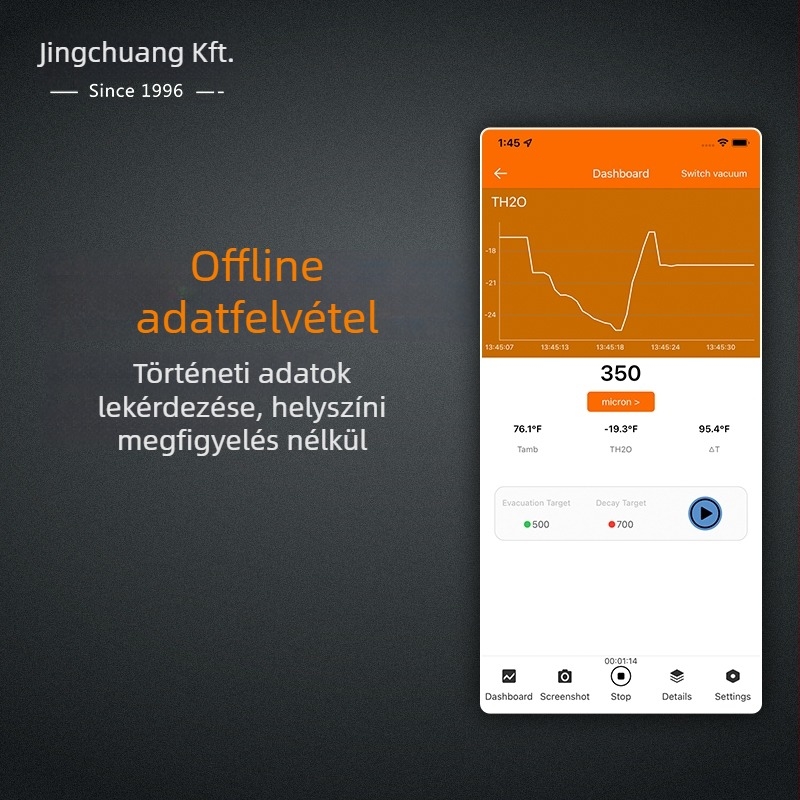 Vákuummérő VGW-mini hűtés-karbantartásra, precíz mérés (Márka: Jingchuang/Elitech; Modell: VGW-mini; Alkalmazási terület: hűtés-karbantartás; Jellemző: precíz mérés)