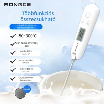 Összecsukható élelmiszerhőmérő konyhai használatra, cumisüveg hőmérő, sütéshez, kiváló pontosságú víz- és olajhőmérséklet mérése