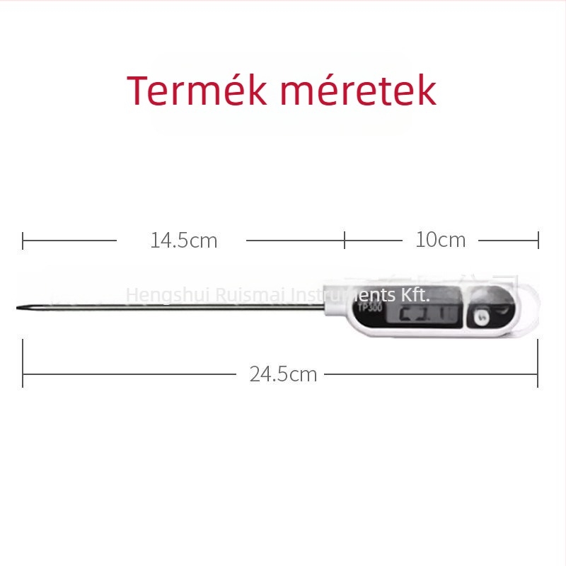 Tp300 Ételhőmérő zondos kivitelben konyhai és BBQ használatra — digitális, méri a víz, olaj és tej hőmérsékletét