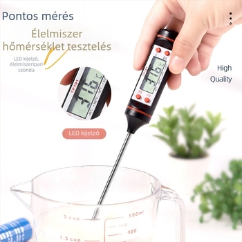 Magas pontosságú élelmiszerhőmérő digitális mérőfejjel, víz- és olajhőmérséklet mérésére, konyhai otthoni használatra