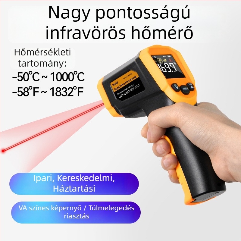 HT650C infravörös hőmérő – kézi készülék konyhában, sütéshez és ipari olajok méréséhez