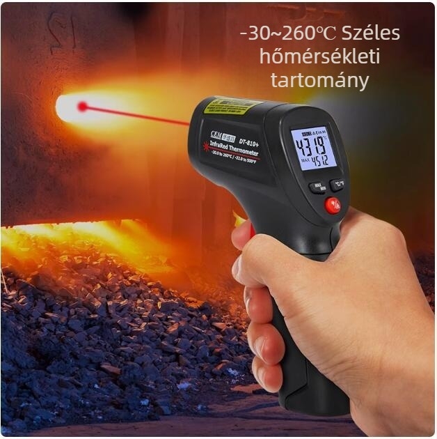 Huashengchang DT-811 infravörös hőmérőpisztoly, DT-810 infravörös hőmérő, DT-812 pontmérő intelligens hangos értesítéssel