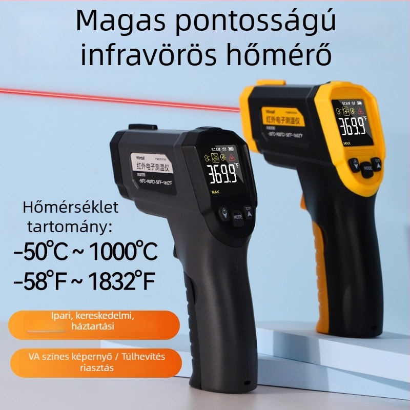 Bioall Kézi érintés nélküli infravörös hőmérő ipari magas hőmérsékletek mérésére, hordozható