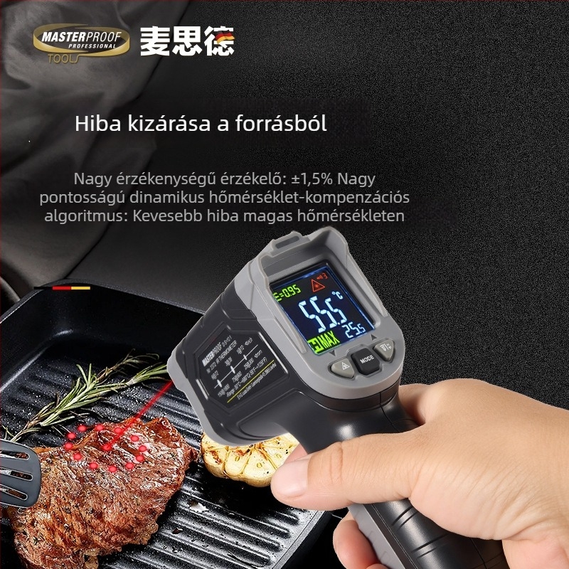 Maxide infravörös hőmérő ipari használatra, olajhőmérő, nagy pontosságú konyhai hőmérő víz- és sütési hőmérséklet mérésére