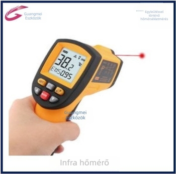 GM-900 kézi infravörös hőmérő, digitális kijelző, érintésmentes, -50–380 °C tartomány, ±1.5 °C pontosság, 1 s válaszidő
