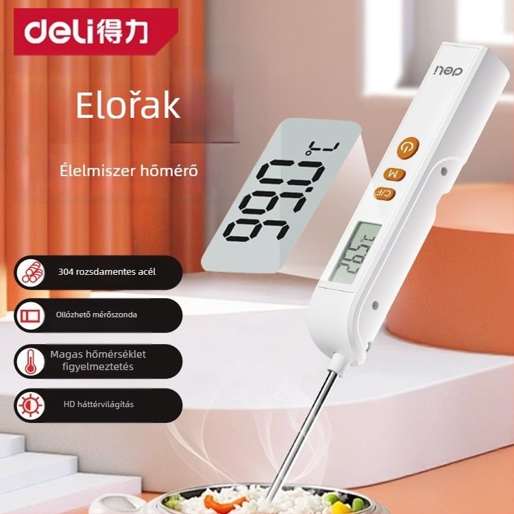 Sondás ételhőmérő – Magas pontosságú konyhai hőmérő vízhez, olajhoz, tejhez és ételekhez, modell DL333310