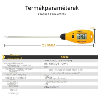 AR212 Sondás konyhai hőmérő a víz és olaj hőmérsékletének mérésére az ételekben, elektronikus SmartSensor