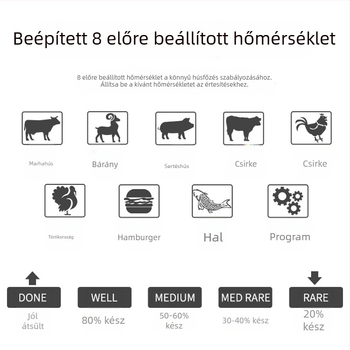 Olajhőmérő rozsdamentes acél szondával, digitális kijelző, időzítő, nagy pontosságú, konyhai sütéshez