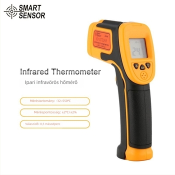 AS530 Infravörös kézi hőmérő ipari felhasználásra — érintésmentes, -32…550°C tartomány, válaszidő 0,5 s, LCD kijelző