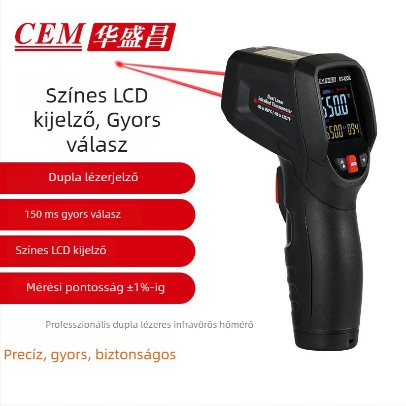 Huashengchang (CEM) DT-833C infravörös hőmérő, nagy pontosságú kézi ipari digitális hőmérő