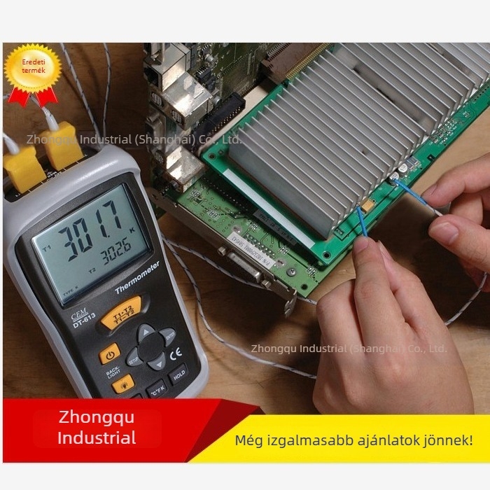 Kézi kétcsatornás infravörös hőmérő, érintésmentes mérés, -200–1372 °C, ipari minőségű