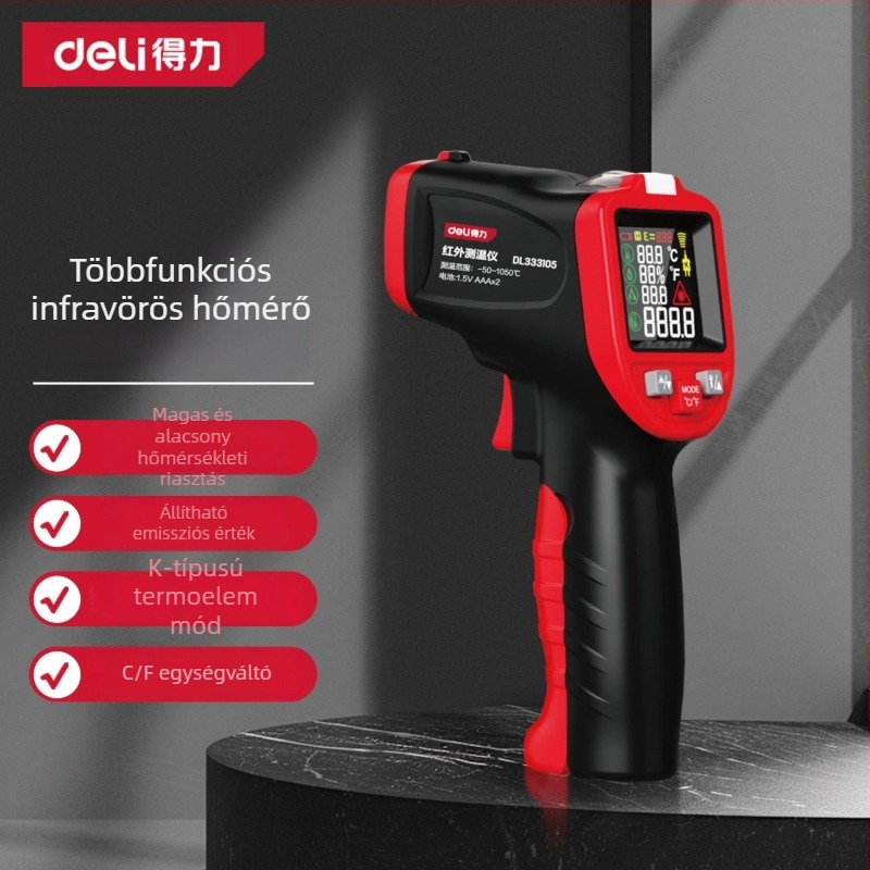 Infravörös hőmérő DL333105 – kézi, termopár-típusú, olajhőmérséklet mérőpisztoly; Márka: Effective; Engedélyezett magánmárka