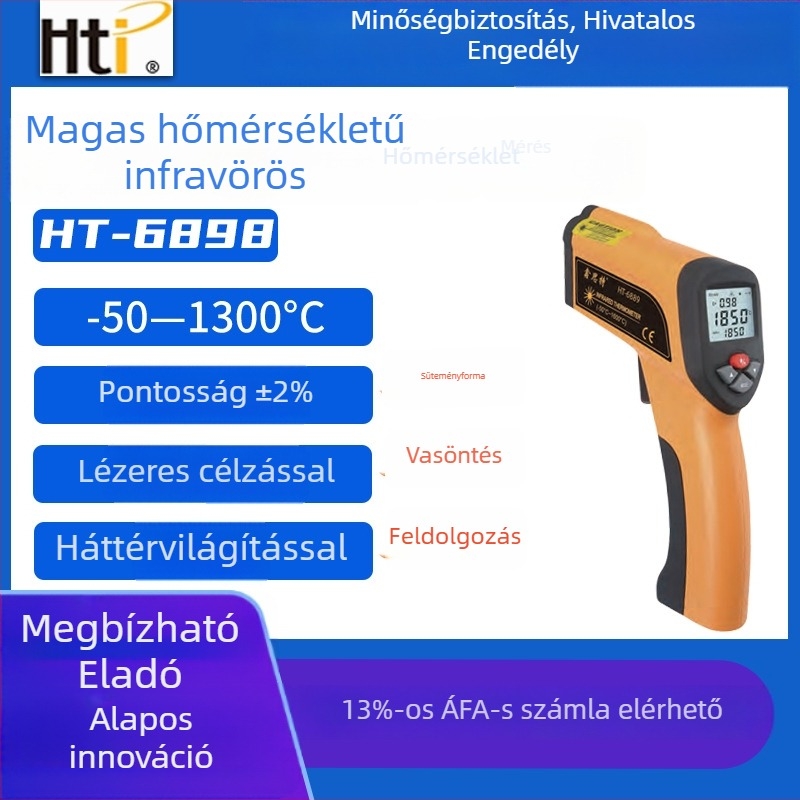 Xinsite Ipari hordozható infravörös hőmérő és nedvességmérő HT-6898/6888/6889, válaszidő 10 ms