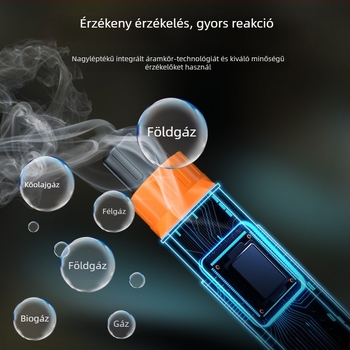 Hordozható éghető gázszivárgás detektor (márkájú JLY-50A) – mérési tartomány 0–1000 ppm, éghető gáz/metán érzékelés, 3 V DC.