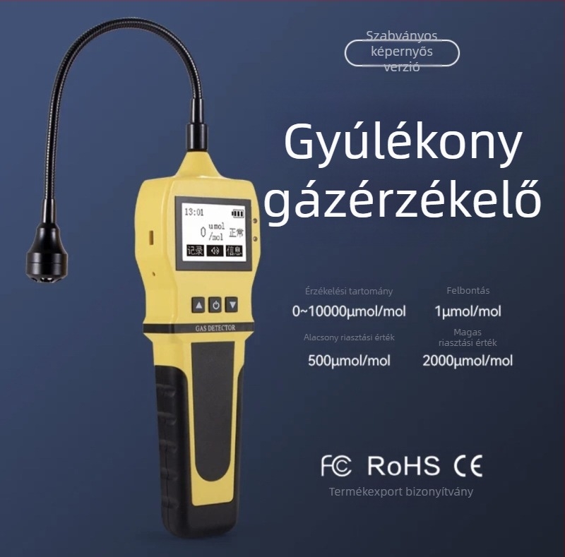Hordozható gyúlékony gázszivárgás-észlelő - BH-K-100(EX); riasztás freonra, cseppfolyósított gázra és földgázra