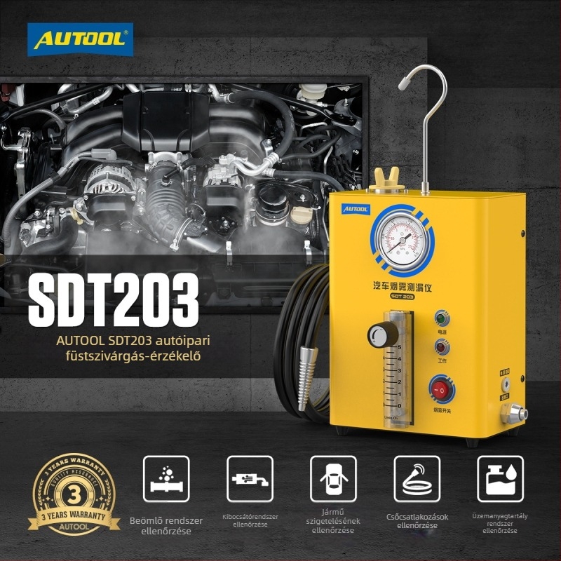 AUTOOL SDT203 autófüst-detektor, autócső rendszerrel, 12 V, -20–75 °C