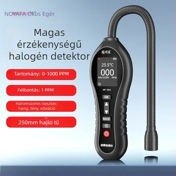 NF-604 klímaberendezés hűtőközeg-szivárgásdetektor – 0–1000 ppm tartomány, 1 ppm pontosság, HCFC-k (R22, R32, R123, R124, R141b, R142b, R402a, R4) észlelése; 4× AAA elemmel működik