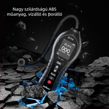 NF-604 klímaberendezés hűtőközeg-szivárgásdetektor – 0–1000 ppm tartomány, 1 ppm pontosság, HCFC-k (R22, R32, R123, R124, R141b, R142b, R402a, R4) észlelése; 4× AAA elemmel működik