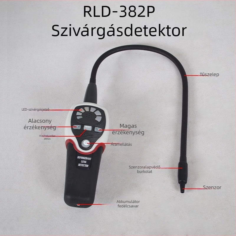 RLD-382P halogén szivárgásdetektor — észleli R134A, R12, R22 gázokat; stabil, érzékeny, mikroprocesszoros