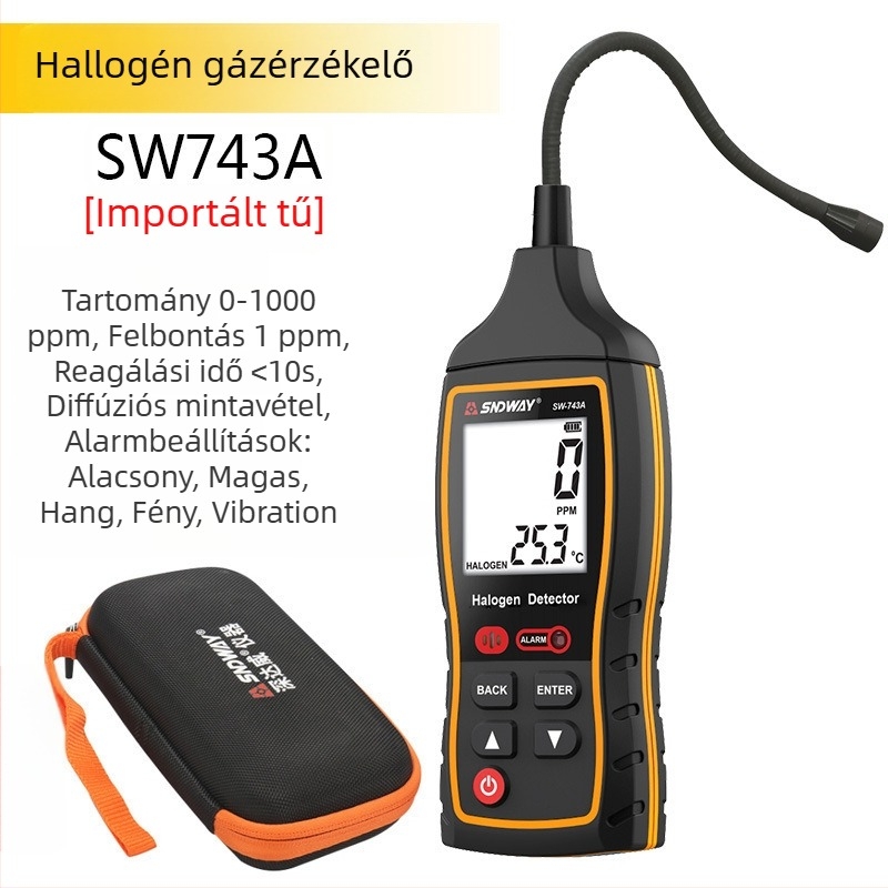 SNDWAY SW743A halogén szivárgásdetektor, 0-1000 ppm
