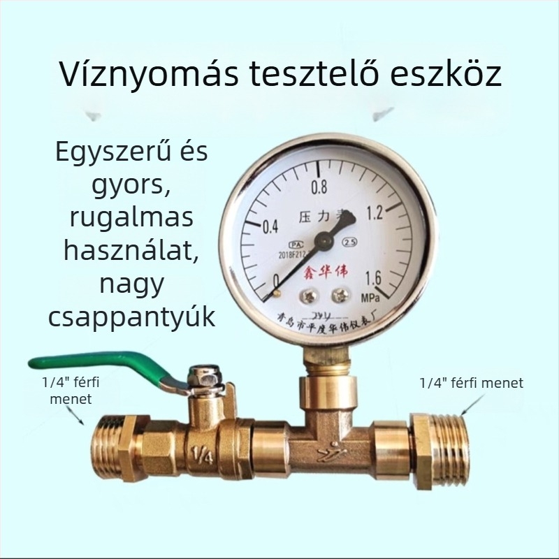 PPR cső víznyomás vizsgálati készlet padlófűtéshez vízelosztóval és manométerrel