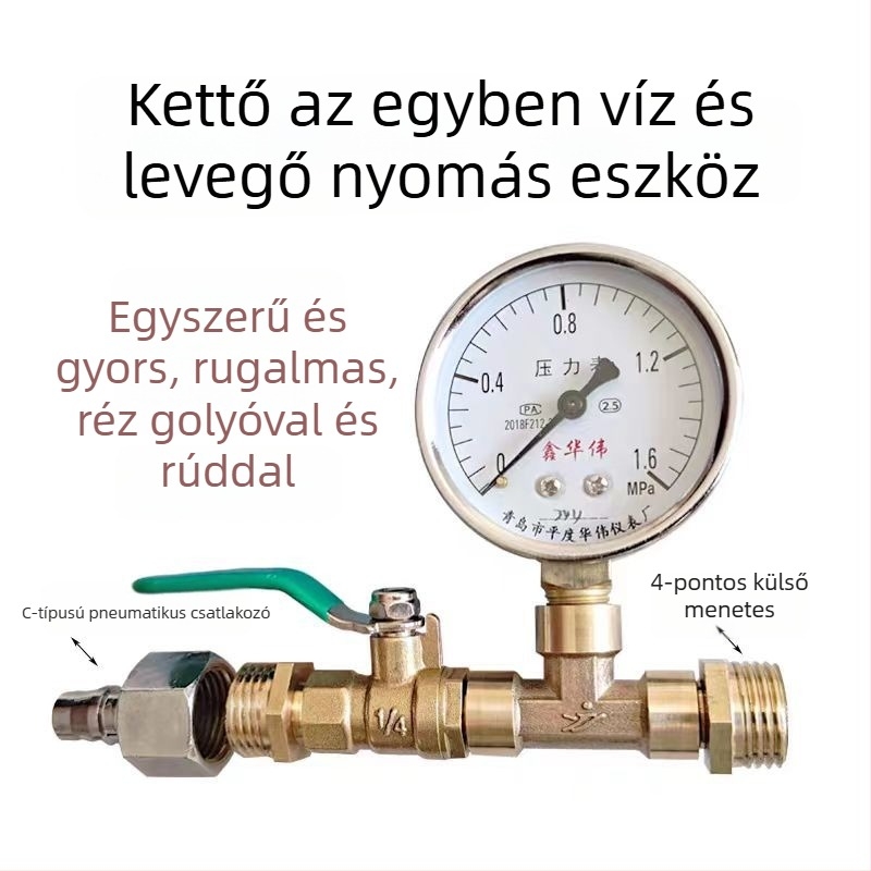 PPR cső víznyomás vizsgálati készlet padlófűtéshez vízelosztóval és manométerrel